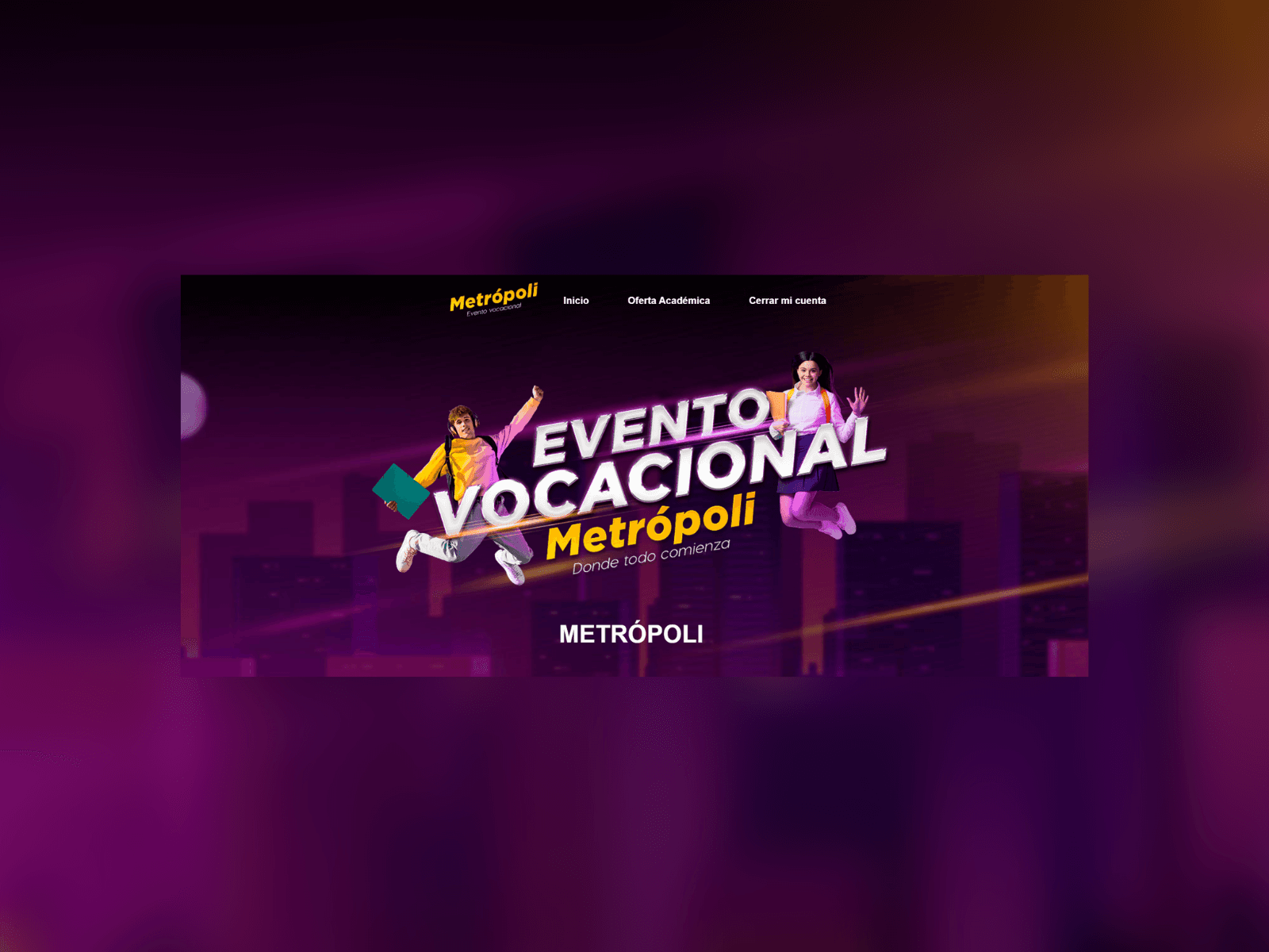 Captura de pantalla del proyecto Página Web Metrópoli